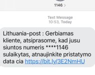 Lietuvos paštas: įmonės vardu siunčiamos apgaulingos trumposios žinutės